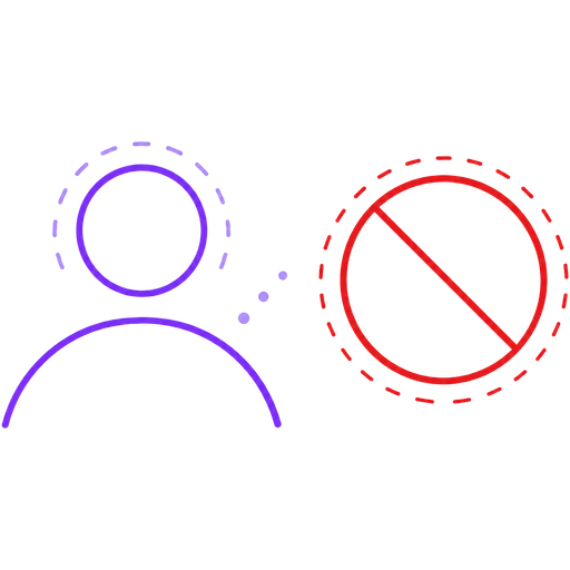 A person silhouette beside a no-entry symbol.